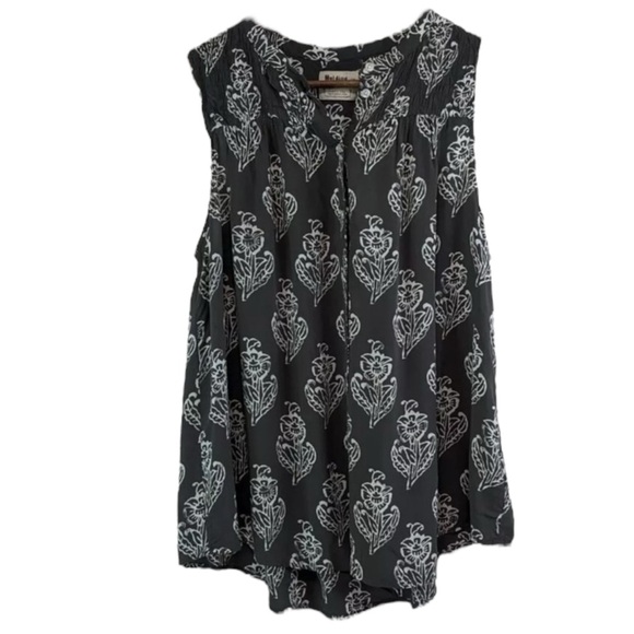 ANTHROPOLOGIE HOLDING HORSES Floral Sleeveless Top Deep Green/Black Size Small - Picture 1 of 7